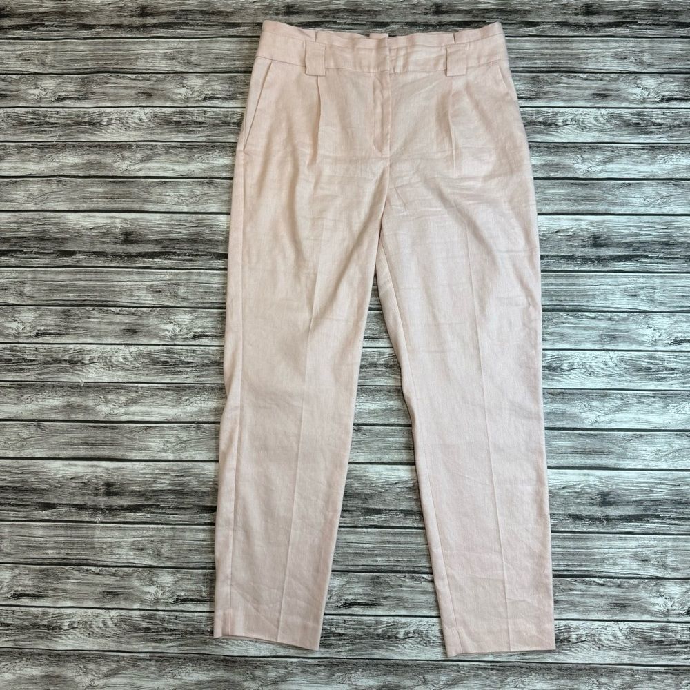 Express Women's Paperbag Waist Linen Ankle Pants Pale Pink 10R